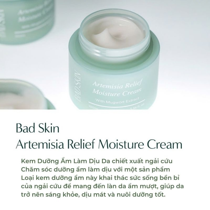  (HSD 8/2026) Kem dưỡng ẩm ngải cứu Badskin Artemisia Relief Moisture Cream 100ml 