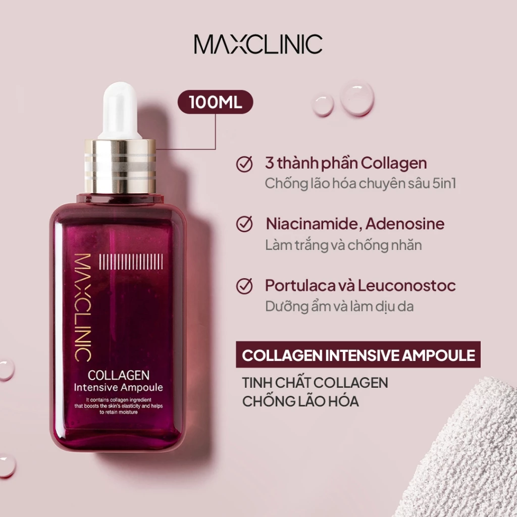  Tinh Chất Dưỡng ẩm, Chống Lão Hóa Maxclinic COLLAGEN Intensive Ampoule 100ml 