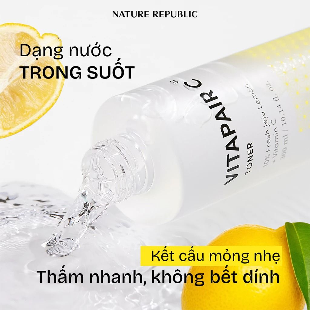  Nước Hoa Hồng Dưỡng Sáng Mờ Thâm Nám Nature Republic Vitapair C Toner 300ml 