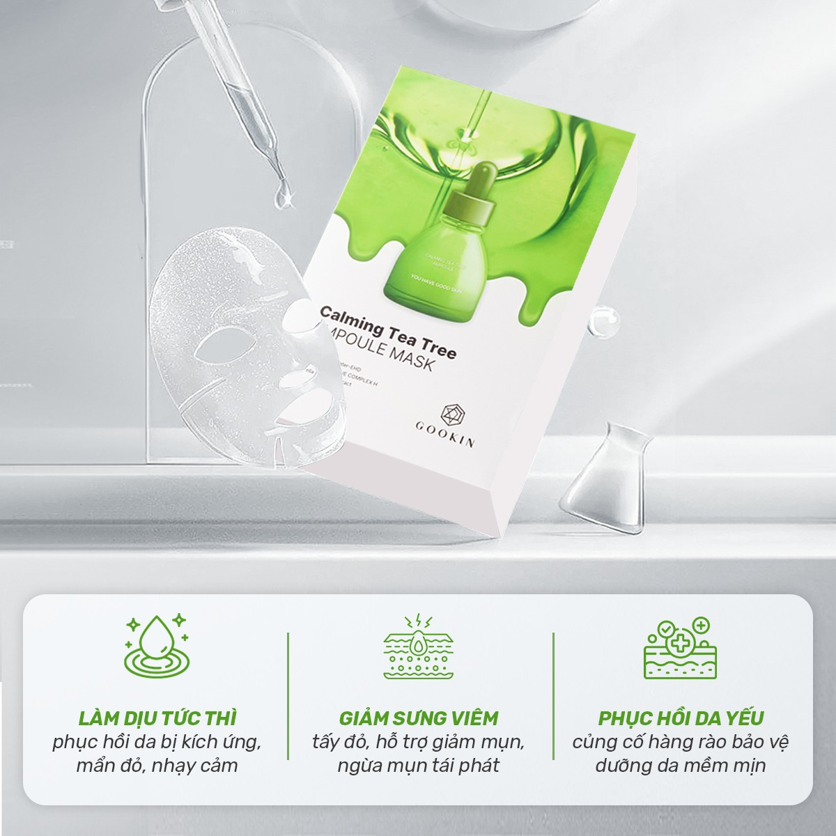  ( 1 Miếng) Mặt nạ giấy dưỡng ẩm, sáng da Gookin Ampoule Mask 30ml 