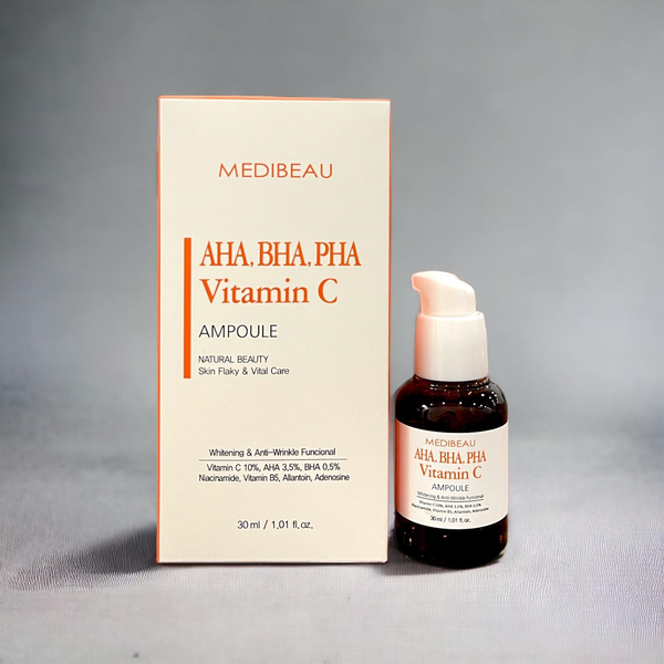  (SALE LỖ HSD T9/2026) Tinh Chất Làm Trắng, Cải Thiện Nếp Nhăn Medibeau AHA BHA PHA Vitamin C 30ml 