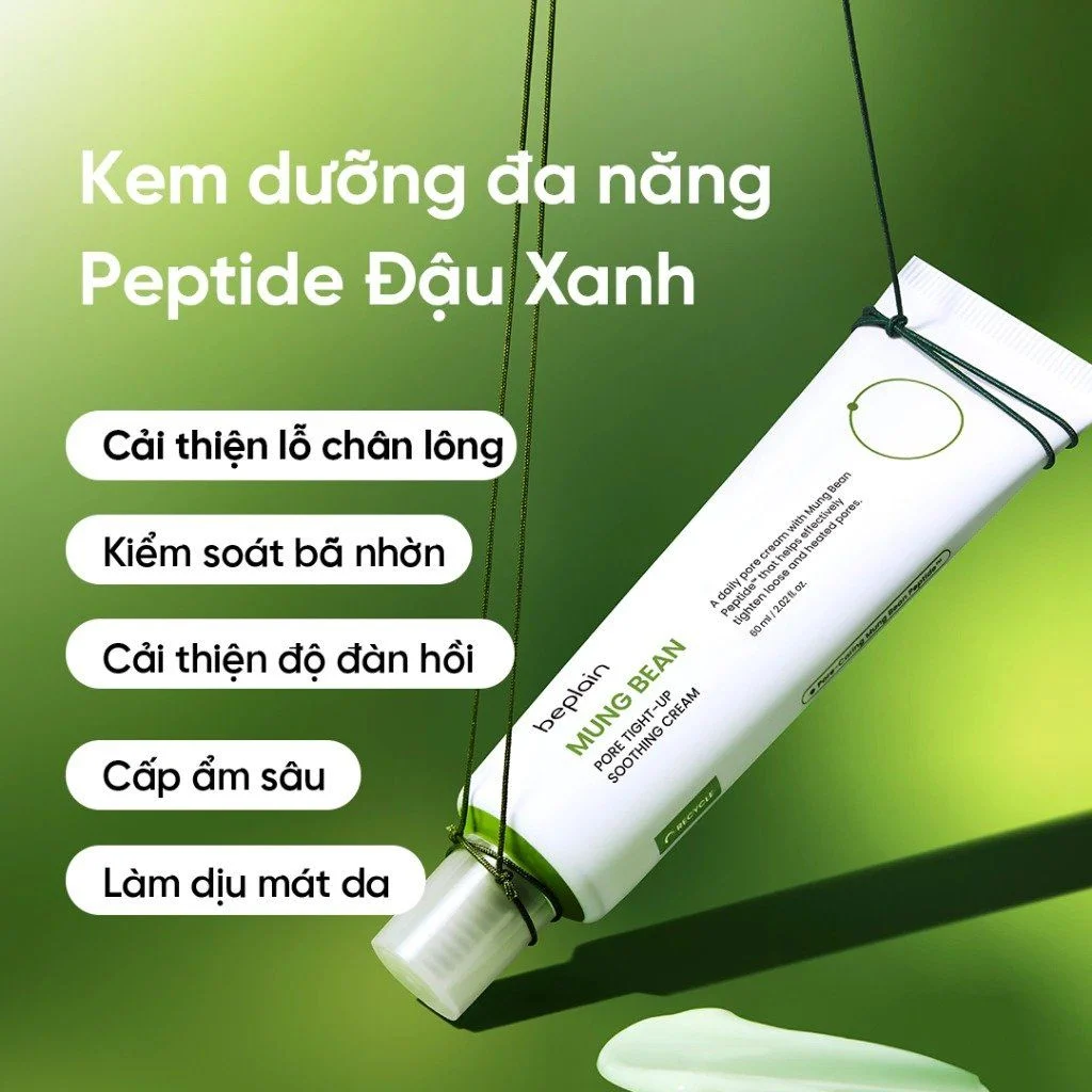  Kem dưỡng ẩm, dịu da Beplain Mung Bean Pore Tight Up Soothing Cream 60ml 
