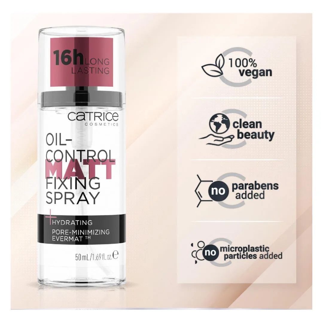  Xịt Khóa Nền Catrice Kiềm Dầu, Giữ Ẩm, Căng Bóng, Lâu Trôi Catrice Fixing Spray 50ml (3 dòng) 