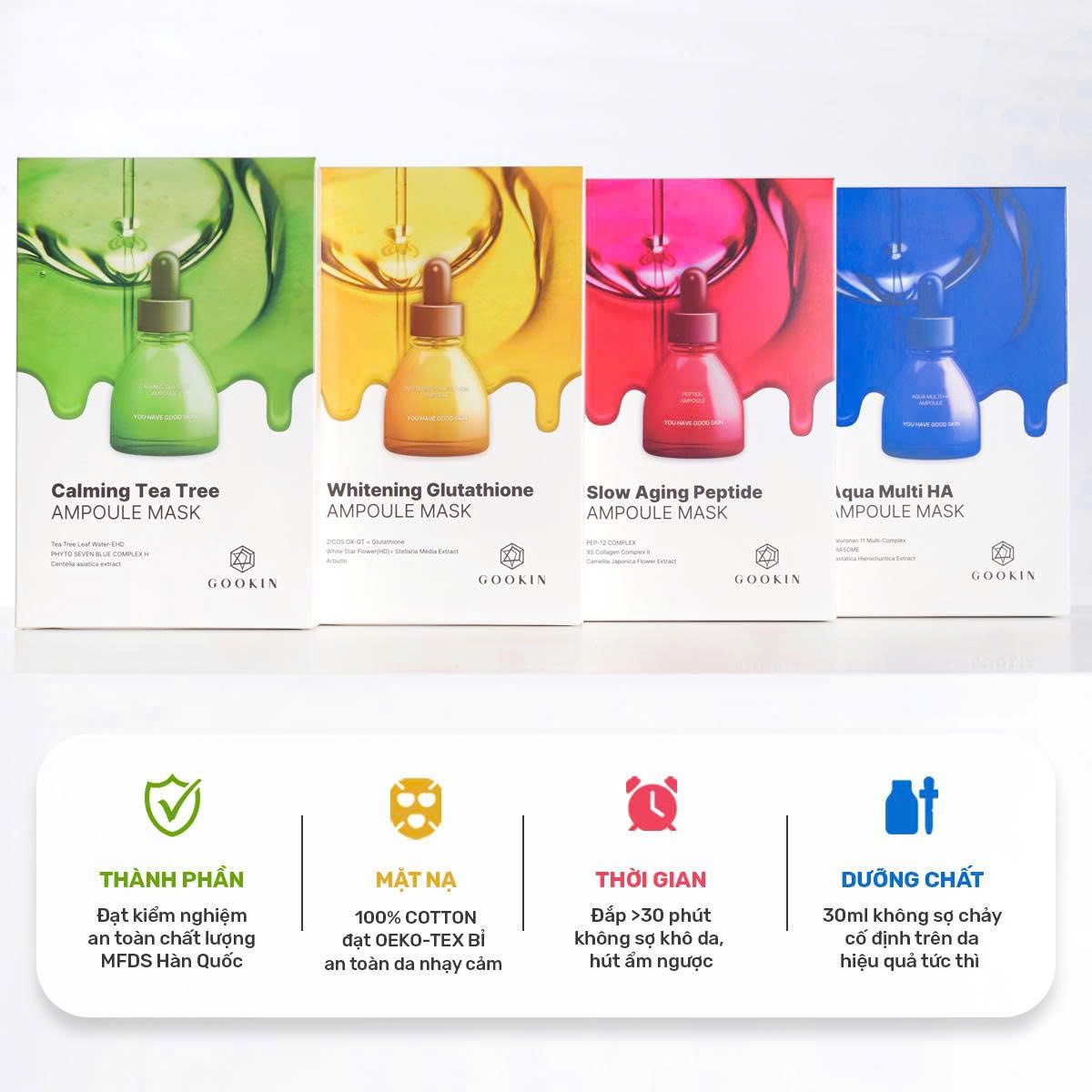  ( 1 Miếng) Mặt nạ giấy dưỡng ẩm, sáng da Gookin Ampoule Mask 30ml 