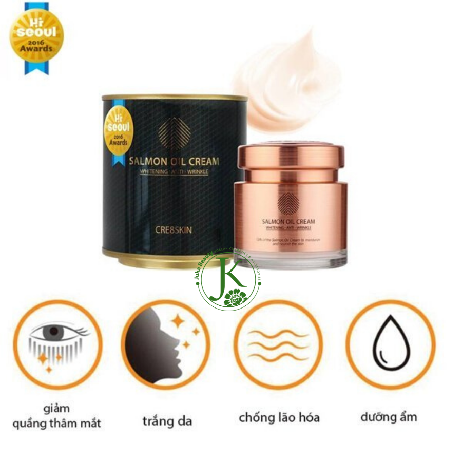  Kem Dưỡng Trắng Sáng Ngăn Ngừa Lão Hóa Chiết Xuất Dầu Cá Hồi Cre8skin Salmon Oil Cream 80g 