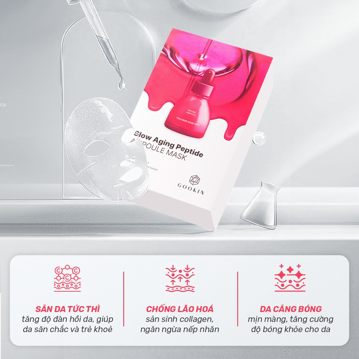  ( 1 Miếng) Mặt nạ giấy dưỡng ẩm, sáng da Gookin Ampoule Mask 30ml 