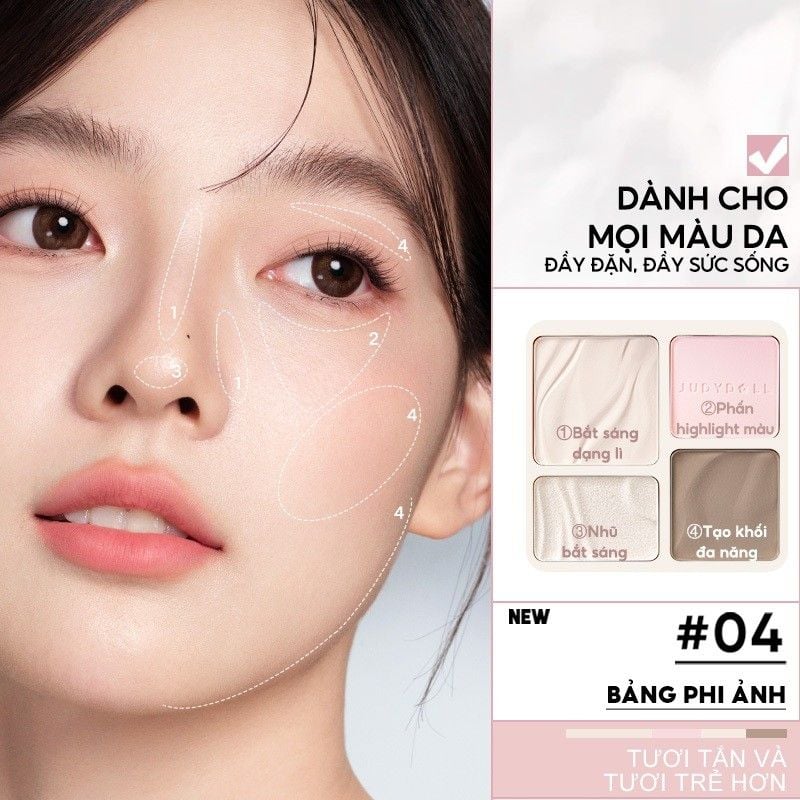  Phấn Tạo Khối & Bắt Sáng Judydoll Highlight & Contour 9g 