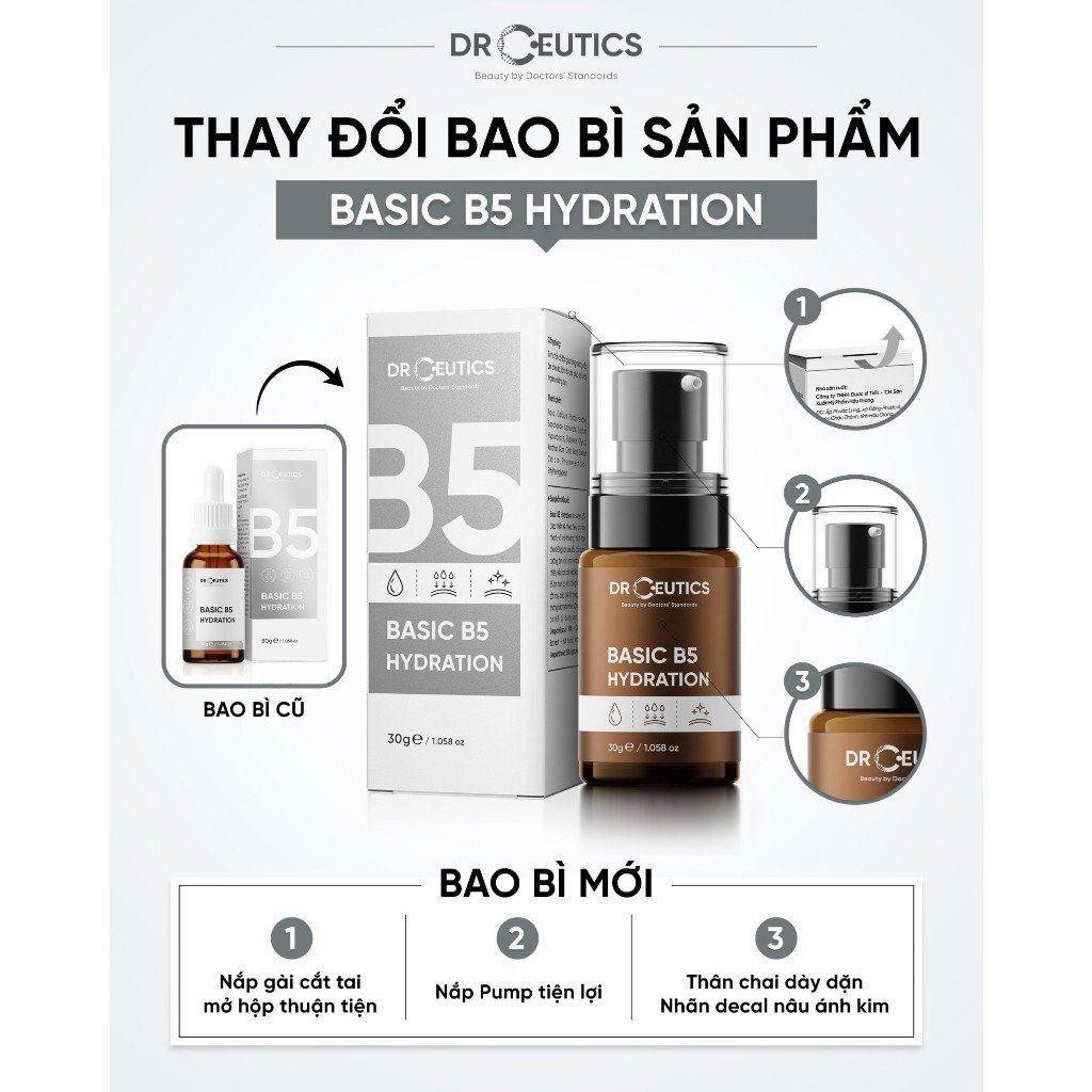  Tinh Chất Cấp Ẩm, Dịu Da DRCEUTICS Basic B5 Hydration 