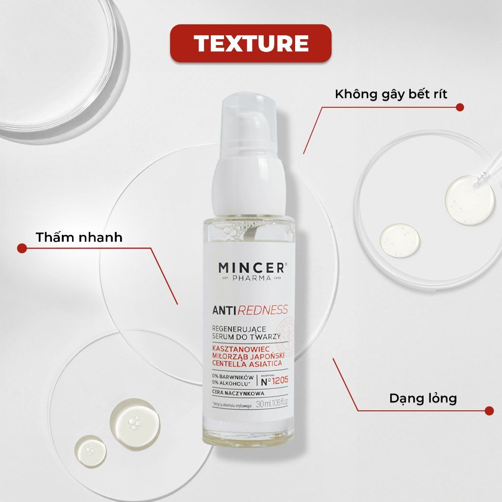  Tinh Chất Tái Tạo, Giảm Lộ Mao Mạch Mincer Pharma Anti Redness Regenerating Face Serum 30ml 