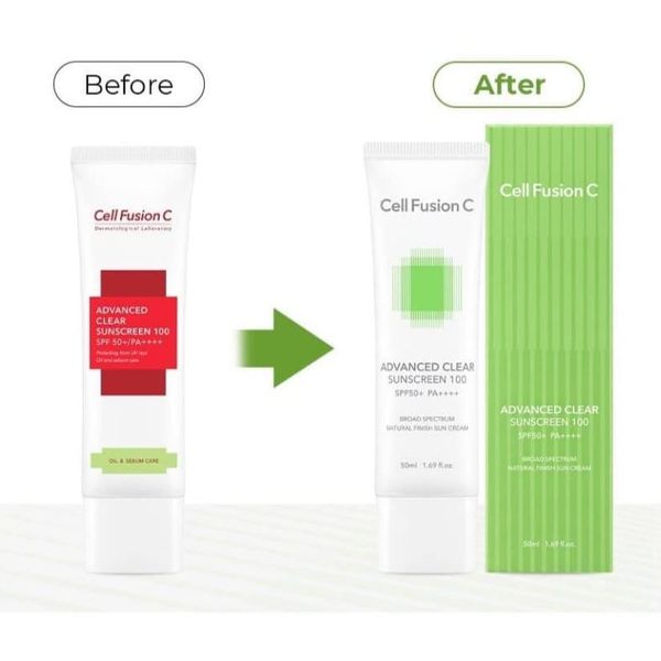  (Xanh lá) Kem chống nắng phổ rộng Cell Fusion C Advanced Clear Sunscreen 100 SPF50+/PA++++ 
