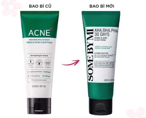  (Mẫu mới) Sữa Rửa Mặt Dưỡng ẩm, Giảm Mụn Some By Mi AHA.BHA.PHA 30 Days Miracle Acne Clear Foam 100ml 