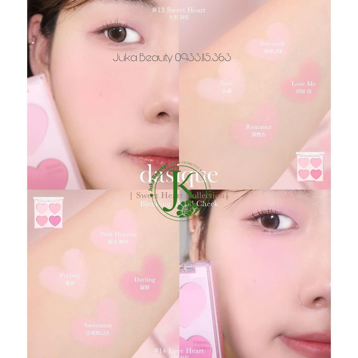  (Sweet Heart) Phấn Má Hồng 4 Ô Dasique Blending Mood Cheek 9g 