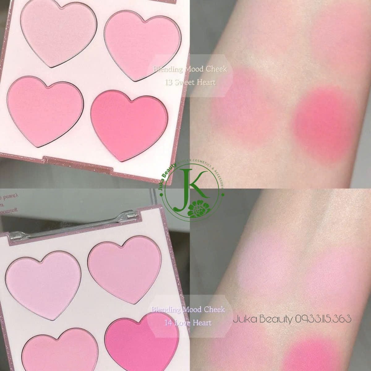  (Sweet Heart) Phấn Má Hồng 4 Ô Dasique Blending Mood Cheek 9g 