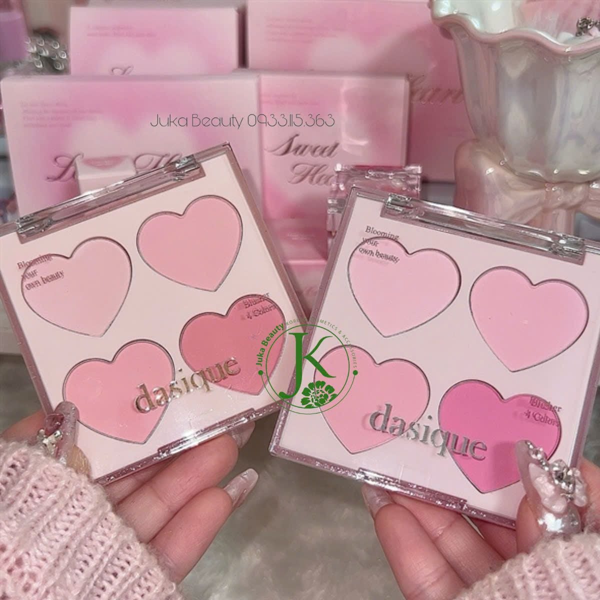  (Sweet Heart) Phấn Má Hồng 4 Ô Dasique Blending Mood Cheek 9g 