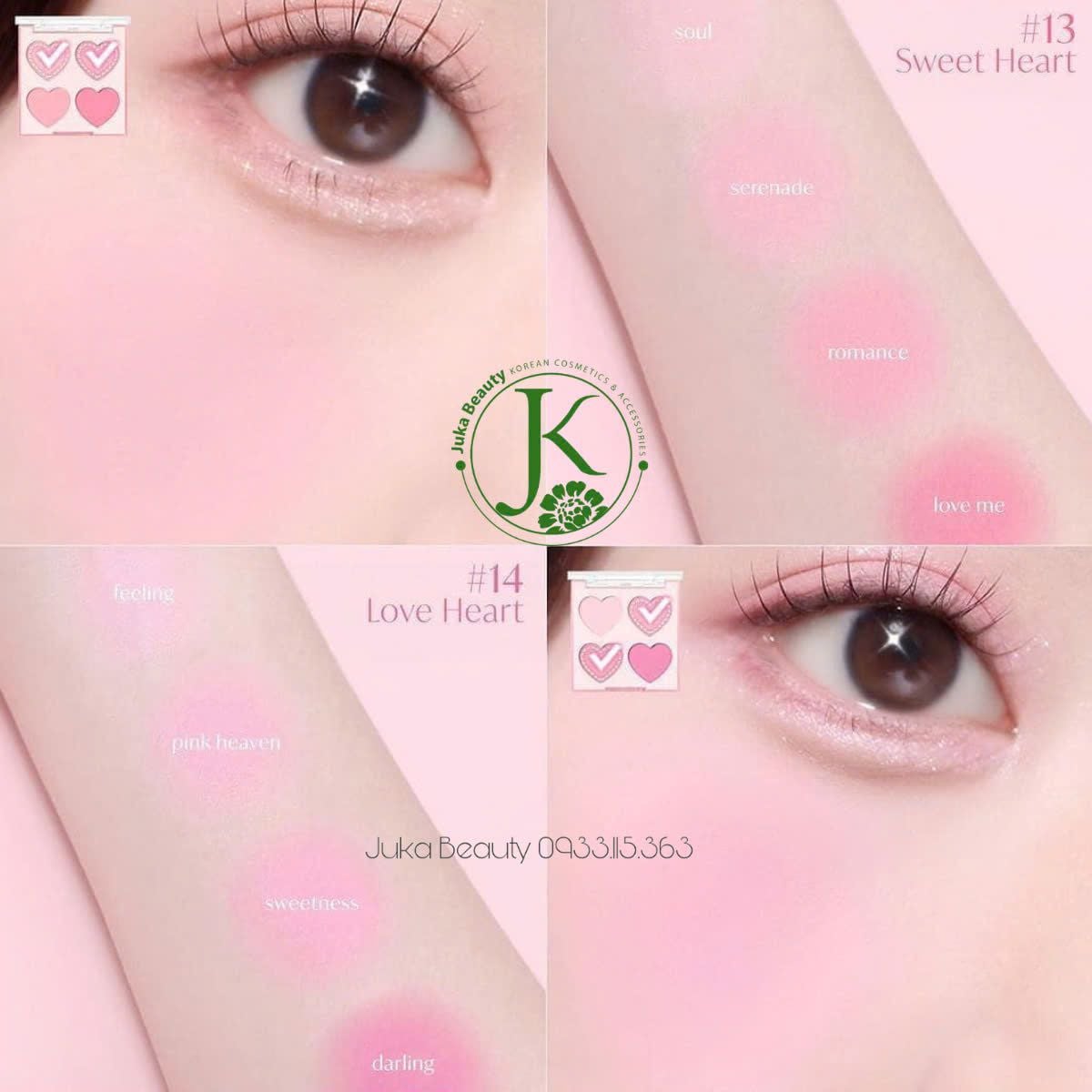  (Sweet Heart) Phấn Má Hồng 4 Ô Dasique Blending Mood Cheek 9g 