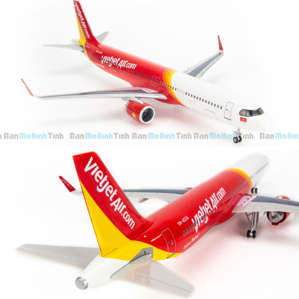 Mô hình máy bay Vietjet Air Airbus A320 Sharklets dài 25cm  Đồ chơi trẻ em
