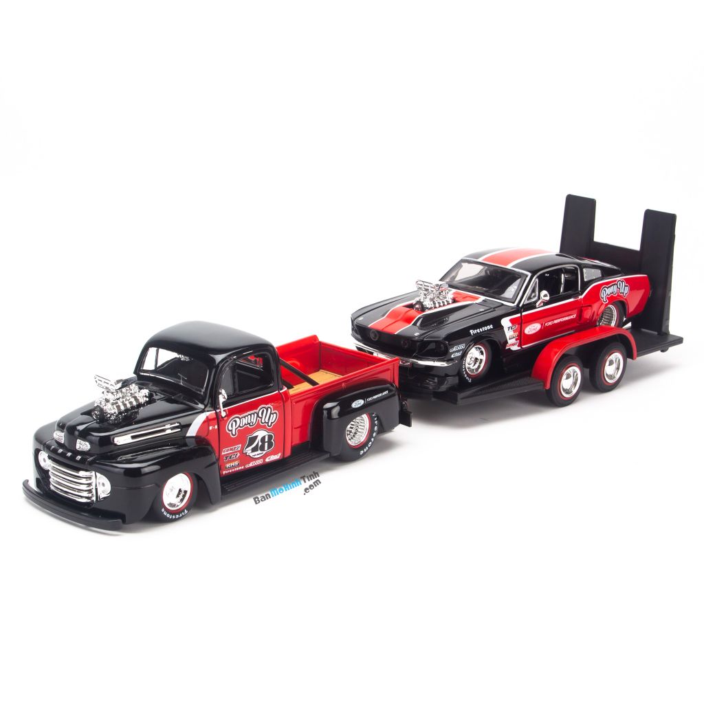 Mô hình xe Elite Transport Ford 48 F1 Pick up + 67 Mustang GT 1:24 Maisto Black (1)