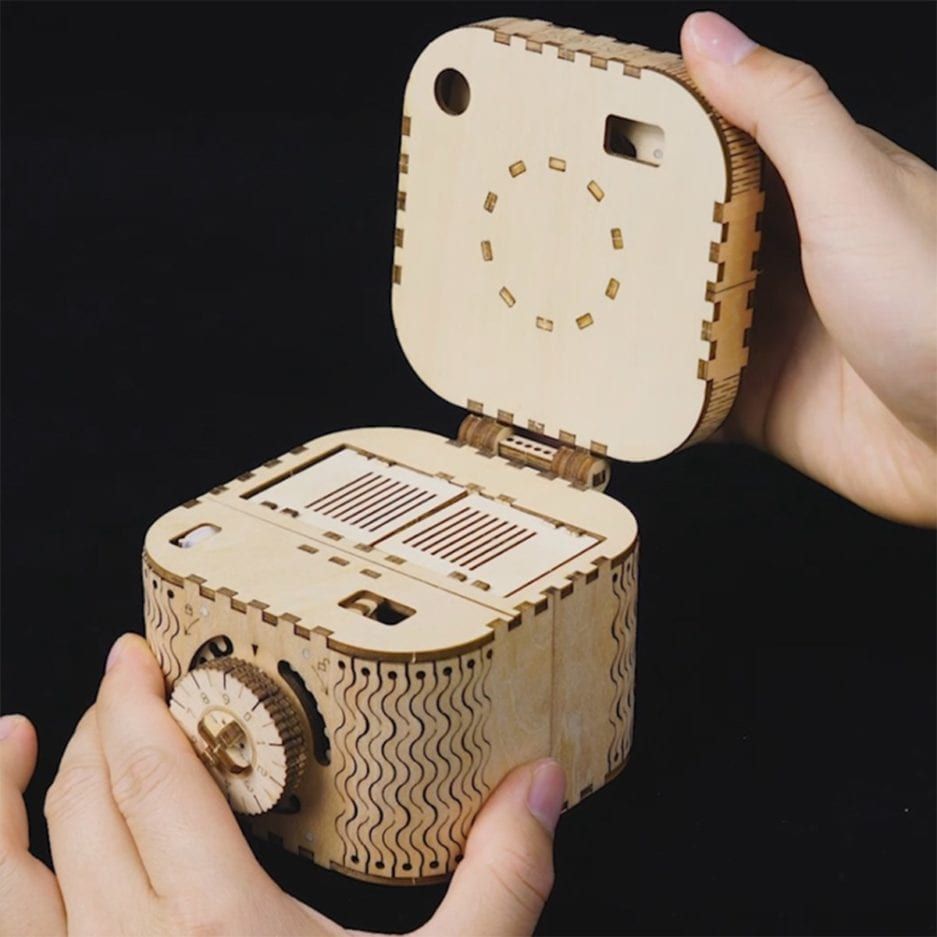 Mô hình gỗ lắp ráp 3D Treasure Box (Hộp Kho Báu) (Wood Color) - Robotime LK502 - WP003