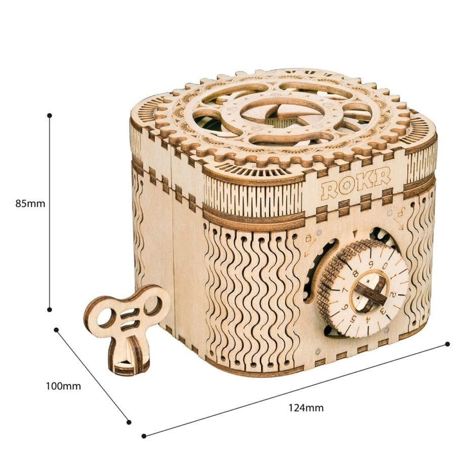 Mô hình gỗ lắp ráp 3D Treasure Box (Hộp Kho Báu) (Wood Color) - Robotime LK502 - WP003