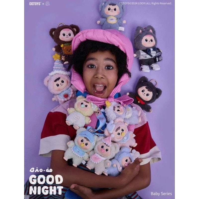 Mô hình Blind box Móc khóa Gấu bông Bao-ao V2 Good Night Baby ( Chúc Bé Ngủ Ngon ) CQTOYS