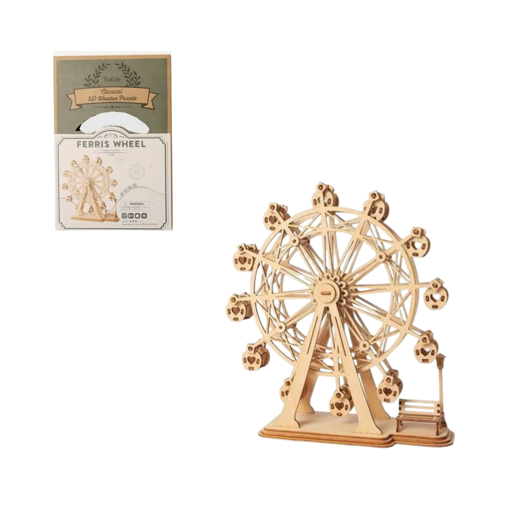 Mô hình gỗ lắp ráp 3D Ferris Wheel (Đu Quay) (Wood Color) - Robotime TG401 - WP052