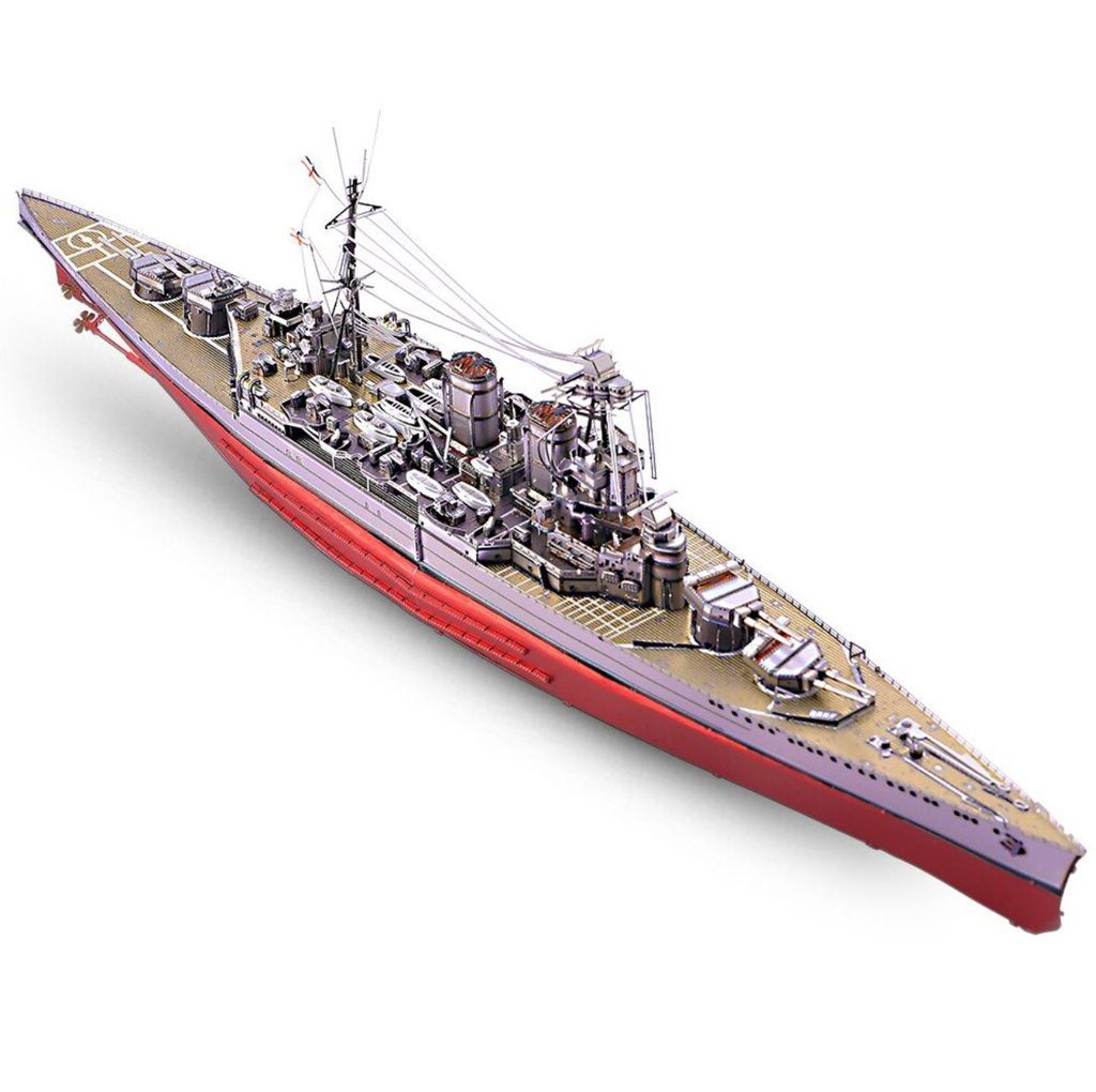 Mô hình kim loại lắp ráp 3D Tuần Dương Hạm HMS Hood (Gold, Red) - Piececool MP1066