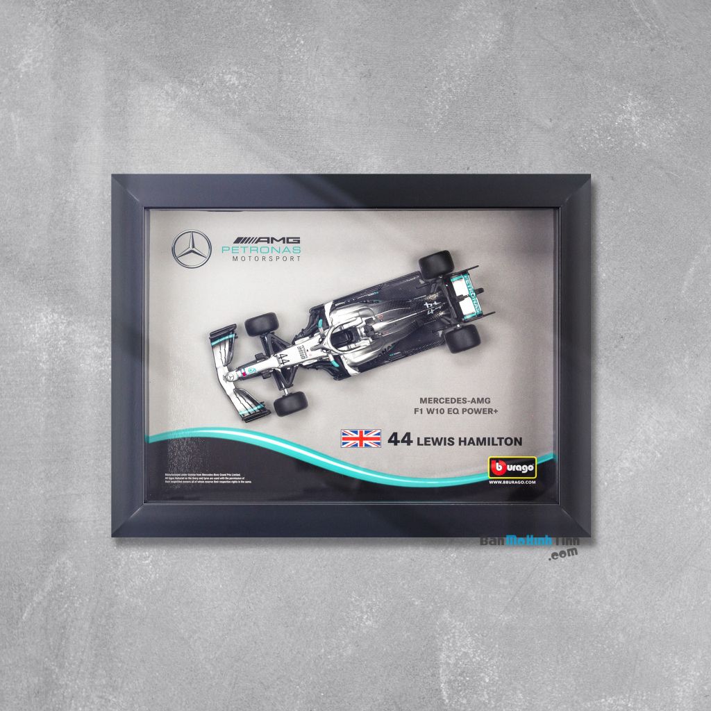  Khung tranh mô hình xe Mercedes Benz F1 2019 W10 EQ L.Hamilton 44 1:43 Bburago - 18-38036 