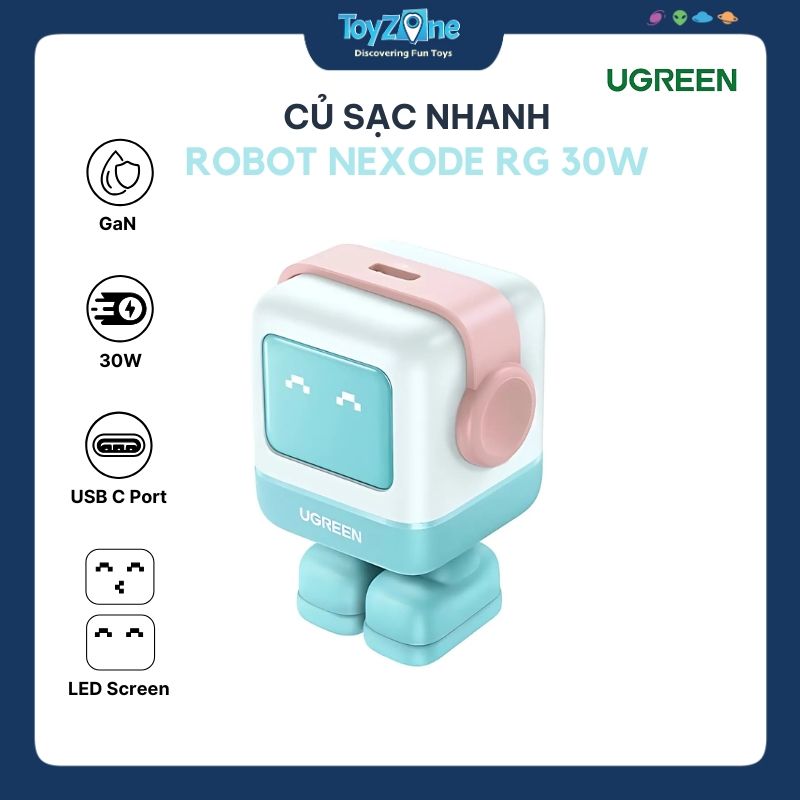 Củ Sạc Nhanh Nexode Robot 30W USB-C PD GaN Fast Charger UGREEN