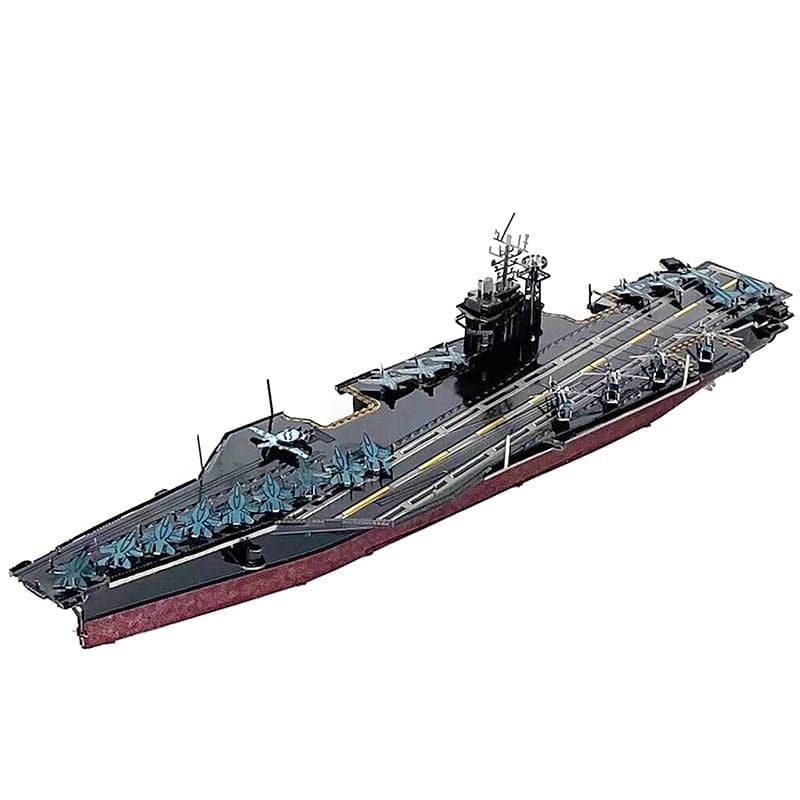  Mô hình kim loại lắp ráp 3D Tàu Sân Bay USS Theodore Roosevelt CVN-71 (Silver, Red) – Metal Head MP1019 