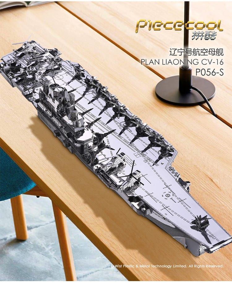 Mô hình kim loại lắp ráp 3D Hàng Không Mẫu Hạm CV-16 Plan Liaoning (Silver) – Piececool MP147