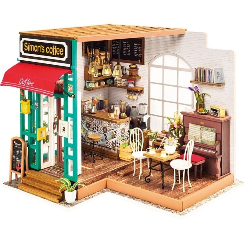Mô hình gỗ lắp ráp 3D DIY Dollhouse Simon's Coffee (Quán Cà Phê Của Simon) (Mixed Color) - Robotime DG109 - WP044