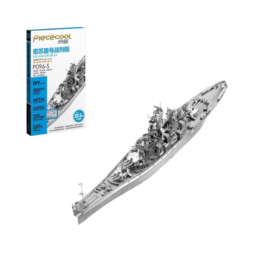  Mô hình kim loại lắp ráp 3D Thiết Giáp Hạm USS Missouri (Silver) – Piececool MP369 