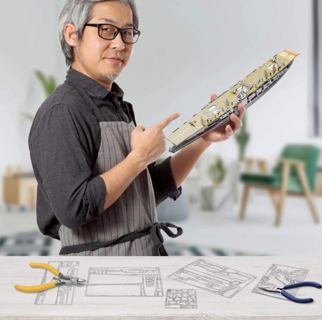 Mô hình kim loại lắp ráp 3D Akagi Aircraft Carrier ( Tàu sân bay Nhật Bản ) (Gold , Silver) - Piececool MP1127