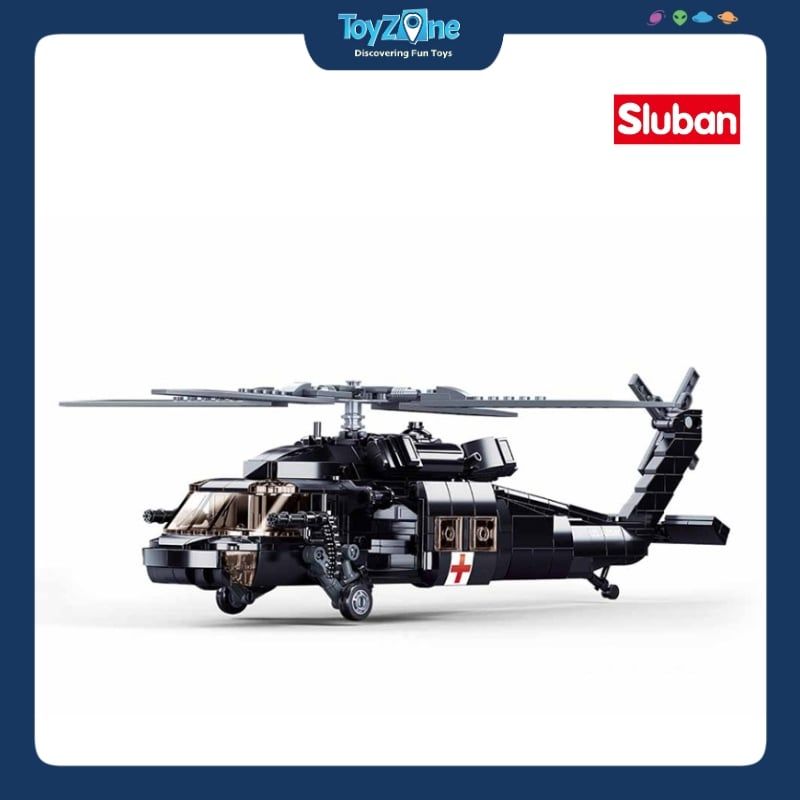 Bộ đồ chơi mô hình lắp ráp Máy bay trực thăng Diều hâu đen Sluban