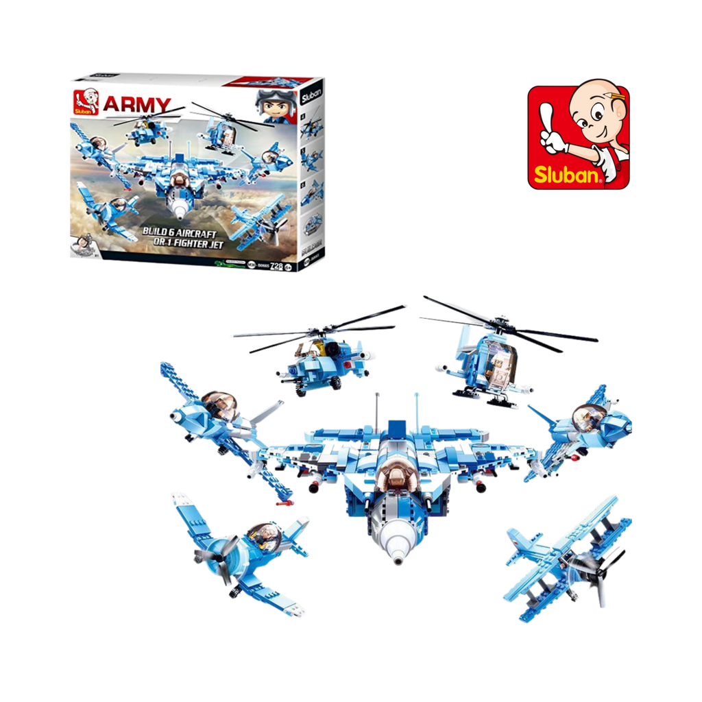 Bộ đồ chơi mô hình lắp ráp Máy Bay Phản Lực Chiến Đấu 6in1 SLUBAN