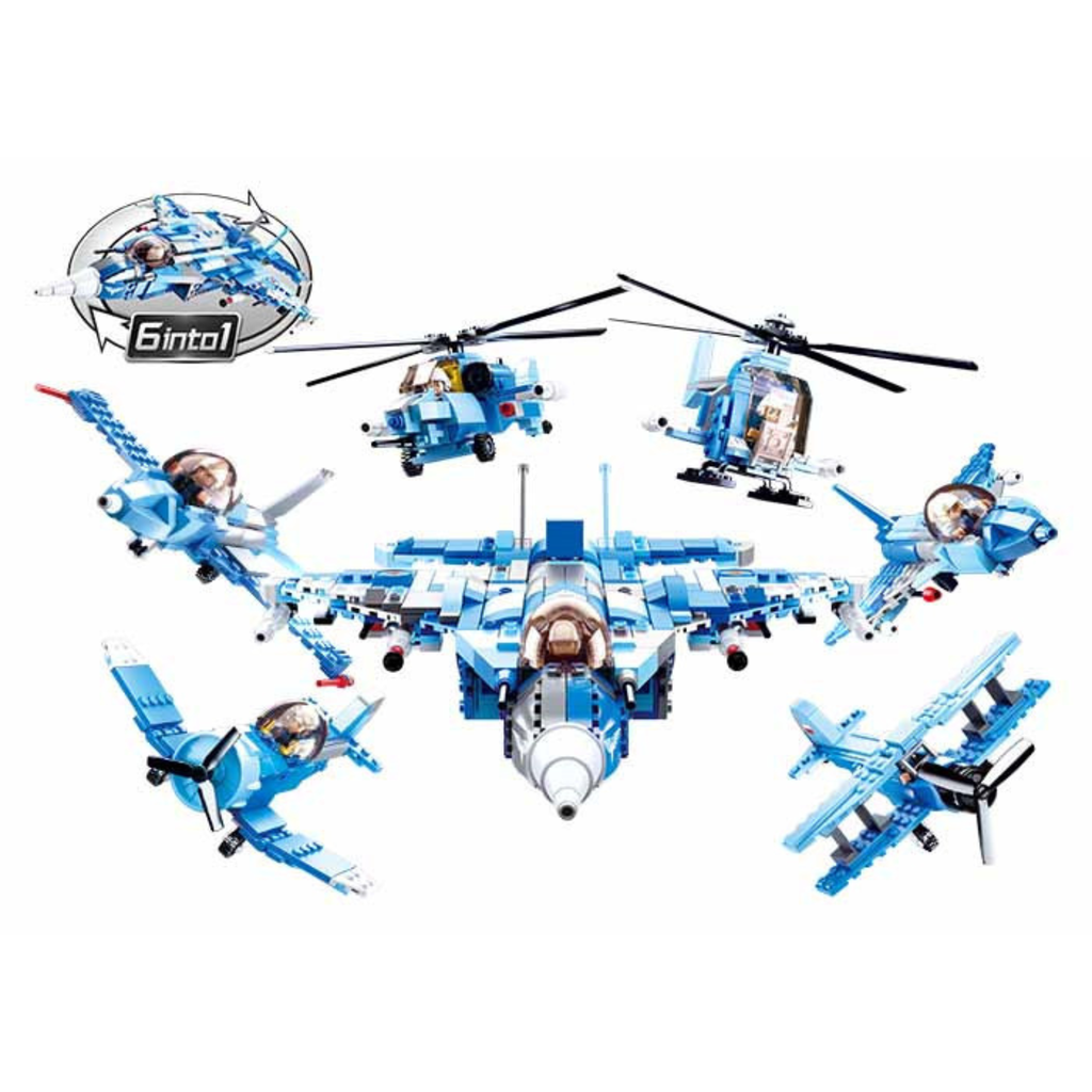 Bộ đồ chơi mô hình lắp ráp Máy Bay Phản Lực Chiến Đấu 6in1 SLUBAN