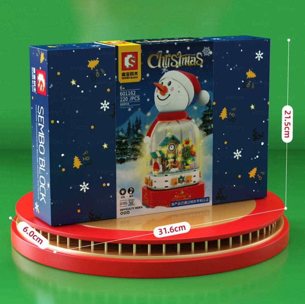 Bộ đồ chơi lắp ráp mô hình Hộp Nhạc Giáng Sinh Người Tuyết SEMBO