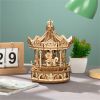 Mô Hình Gỗ Lắp Ráp 3D Romantic Carousel (Hộp Nhạc Vòng Xoay Ngựa Gỗ) (Wood Color) - Robotime - AMK62