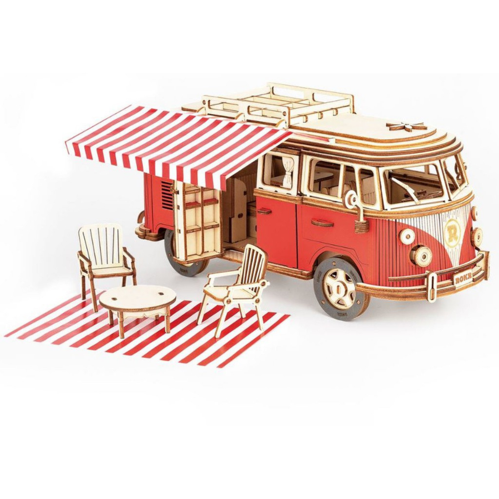 Mô hình gỗ lắp ráp 3D Camper Van (Xe Cắm trại) (Wood Color) - Robotime