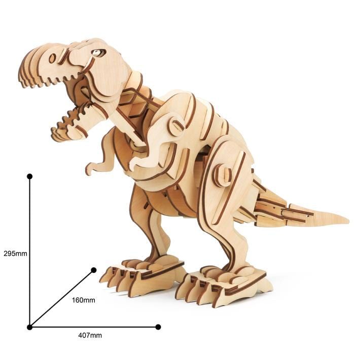 Mô hình gỗ lắp ráp 3D Robotic T-Rex (Khủng Long Bạo Chúa) (Wood Color) - Robotime D200 - WP035