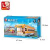 Bộ đồ chơi mô hình lắp ráp Xe điện thành phố và trạm dừng Sluban