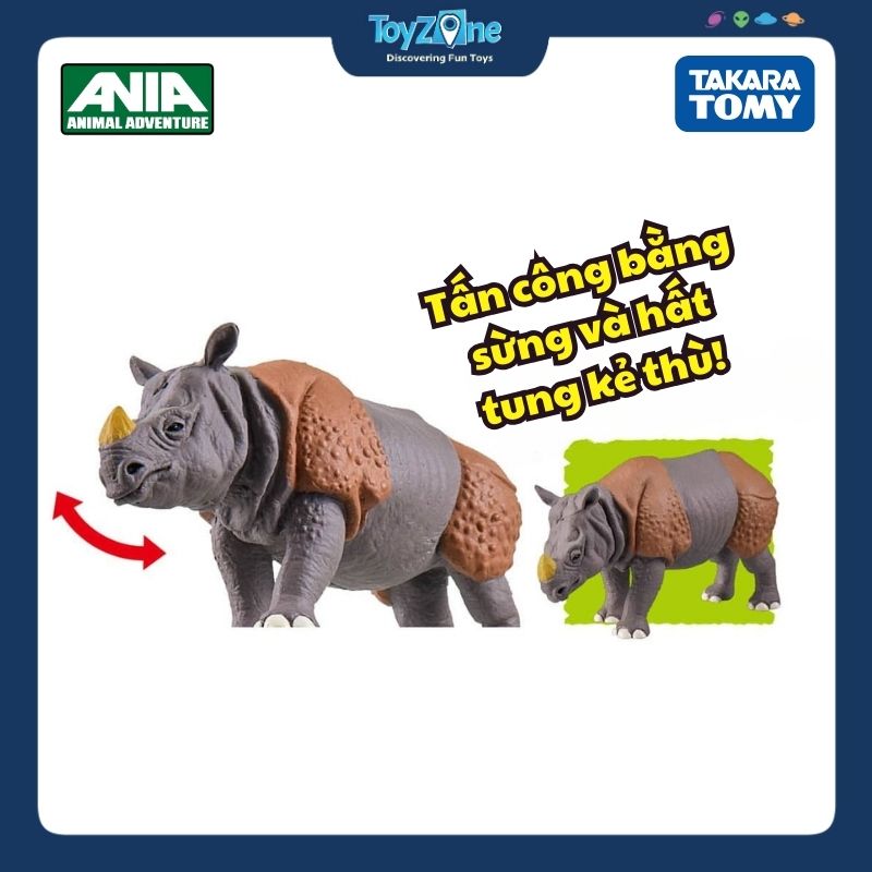 Mô hình đồ chơi Động Vật Tê Giác Ấn Độ ANIA Kingdom Cyrus ( Indian Rhino ) TAKARA TOMY