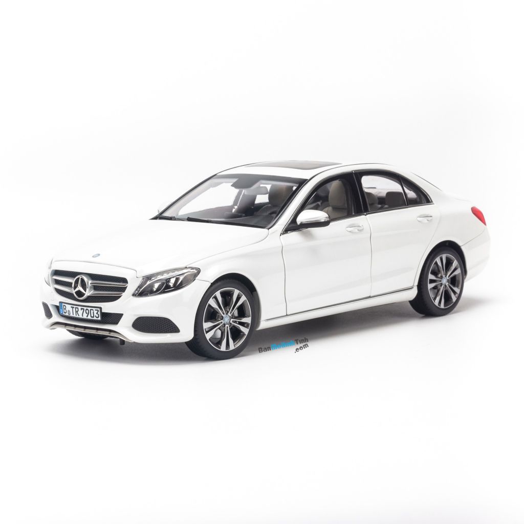 Mô hình xe Mercedes Benz C200 2015 1:18 Norev White (1)