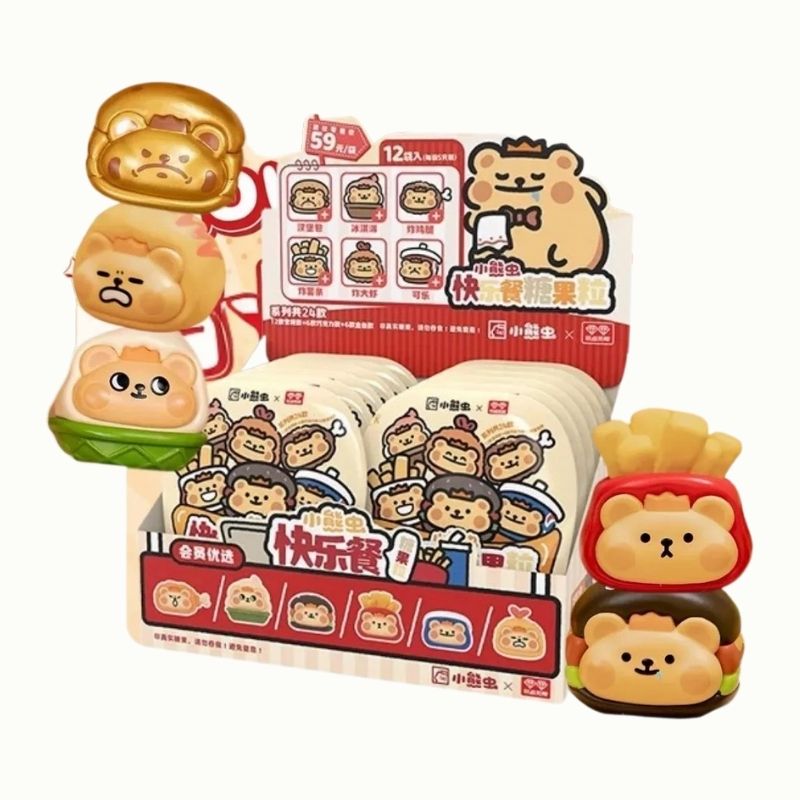 Mô hình đồ chơi Blind Bag Bear Bug Happy Meal Candy Bean Series ( Bữa Ăn Vui Vẻ ) BearisBug