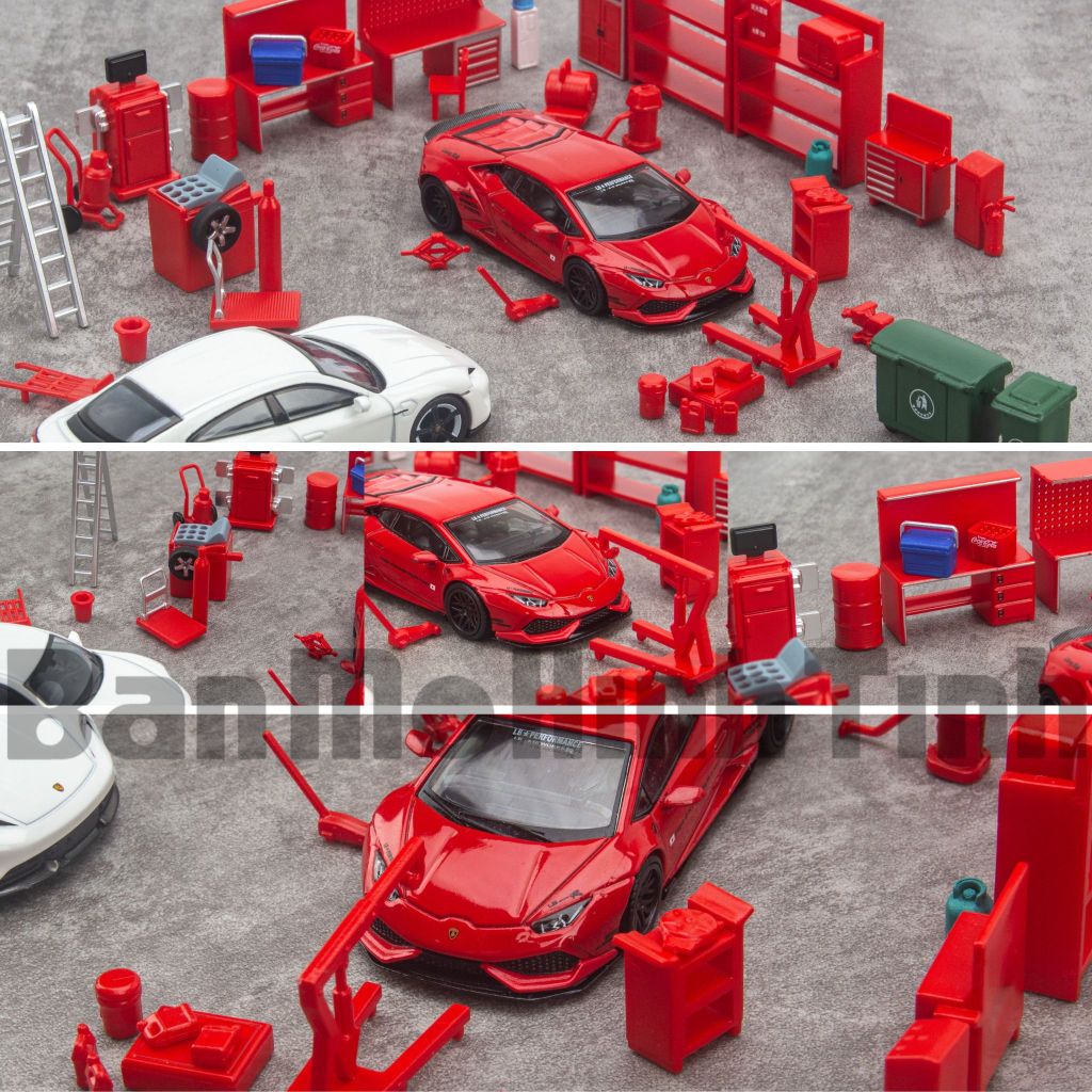 Gara xe mô hình ô tô 132 bằng gỗ có đèn chiếu sáng để được 6 xe  gara 6  xe mô hình tỉ lệ 132