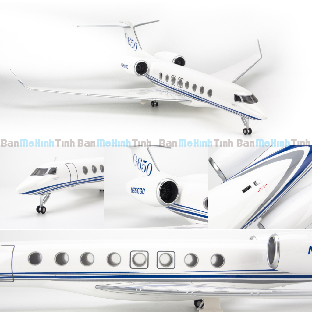 Mô hình máy bay Gulfstream G650ER lắp ráp có đèn 1:75