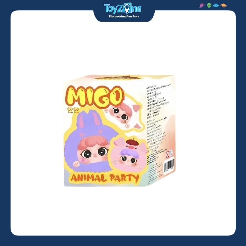 Mô hình Blind box Móc khóa Gấu bông Migo Zipper Animal Party ( Bữa Tiệc Động Vật ) HAPPY GHOST