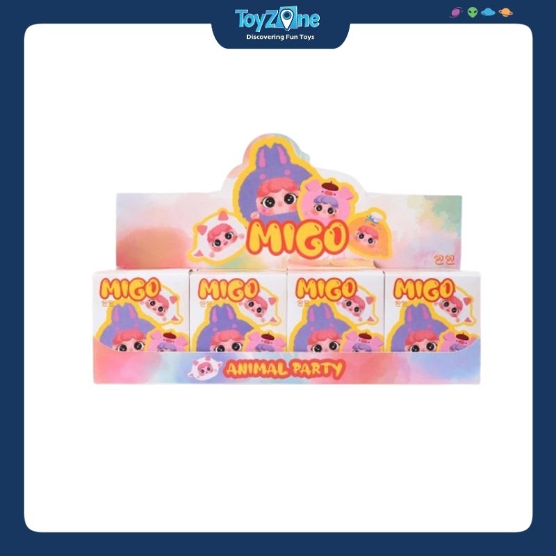 Mô hình Blind box Móc khóa Gấu bông Migo Zipper Animal Party ( Bữa Tiệc Động Vật ) HAPPY GHOST