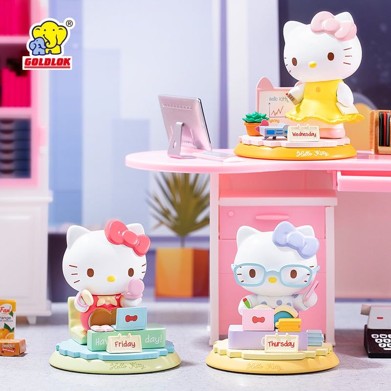 Mô hình đồ chơi Blind box Sanrio Hello Kitty Lovely Week Series (Tuần Đáng Yêu Của Hello Kitty) GOLD LOK