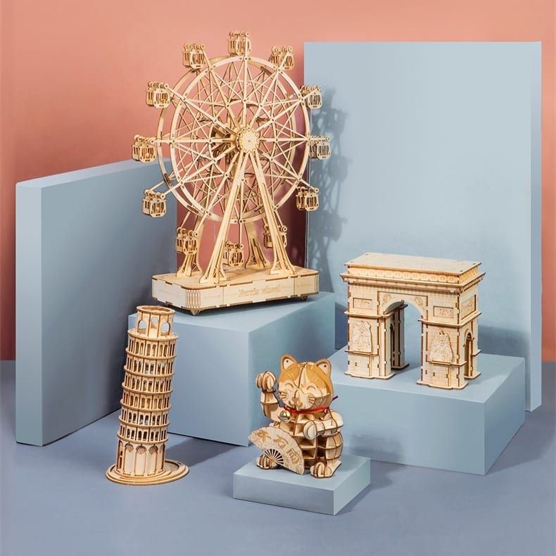 Mô hình gỗ lắp ráp 3D Pisa Leaning Tower (Tháp Nghiêng Pisa) (Wood Color) - Robotime TG304 - WP112